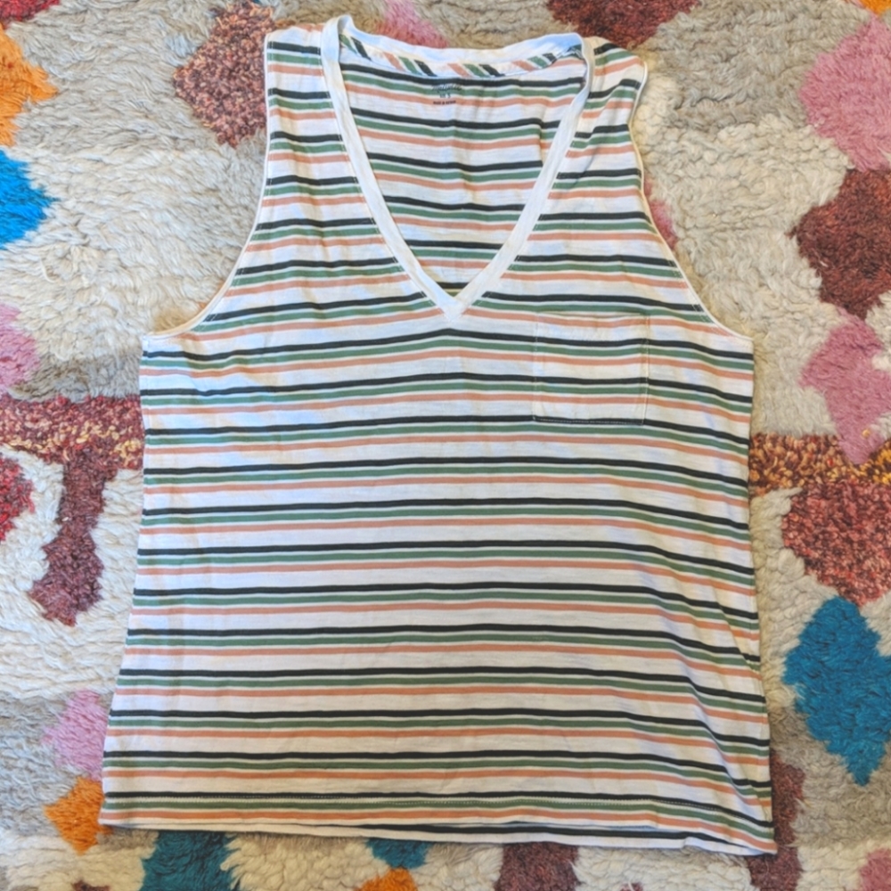 Madewell Tank Top | Sage, Mandarin, White | Small